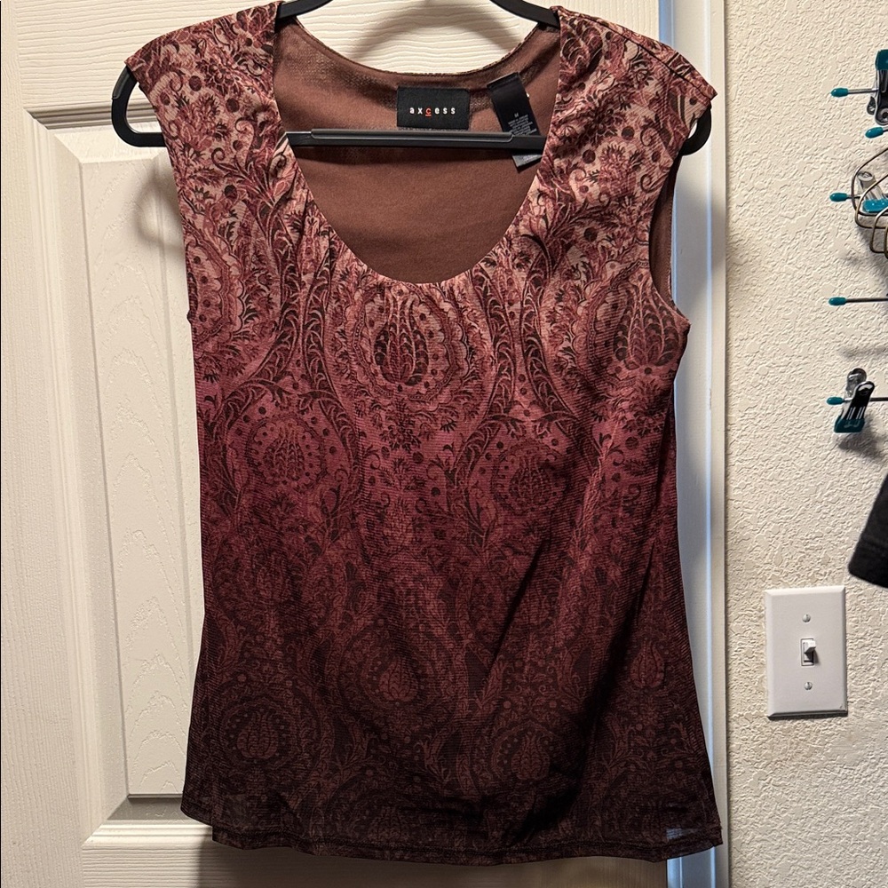 Axcess Brown Patterned Blouse